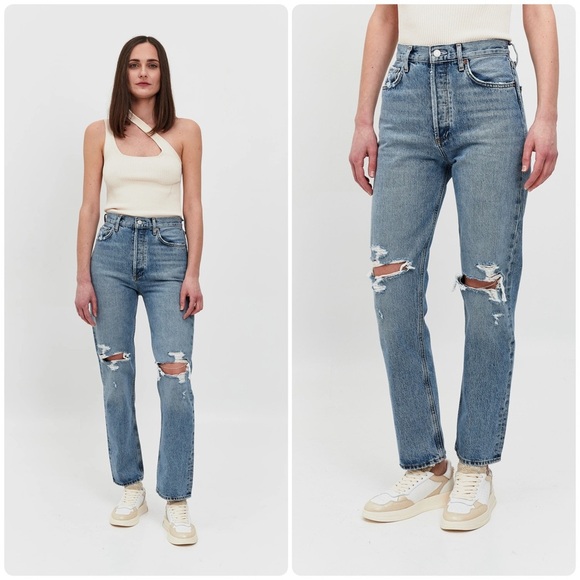 Agolde Denim - New! Agolde Riley High Rise Distressed Straight Jeans 👖 size 25